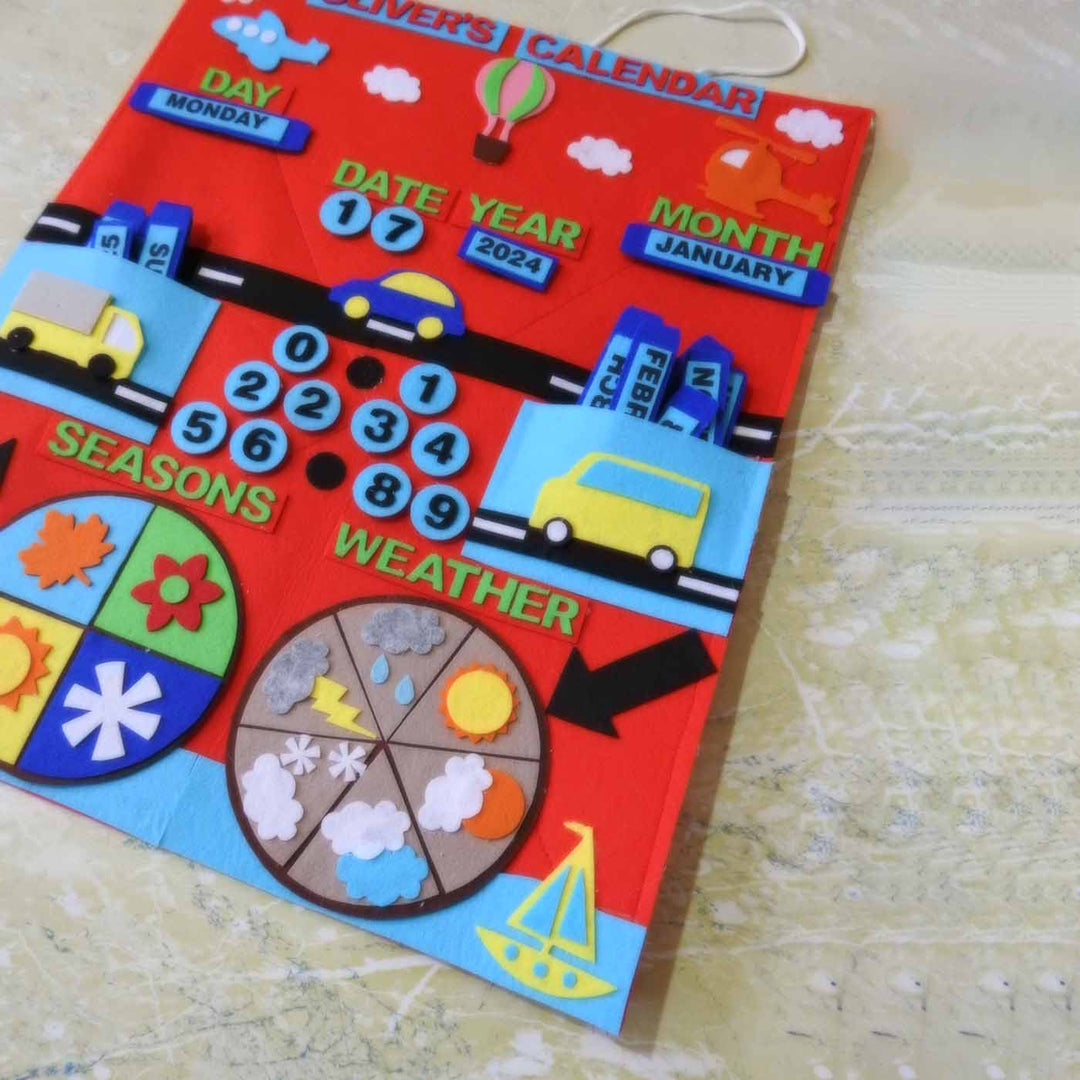 Personalized Handmade Vehicles Theme Felt Table Calender