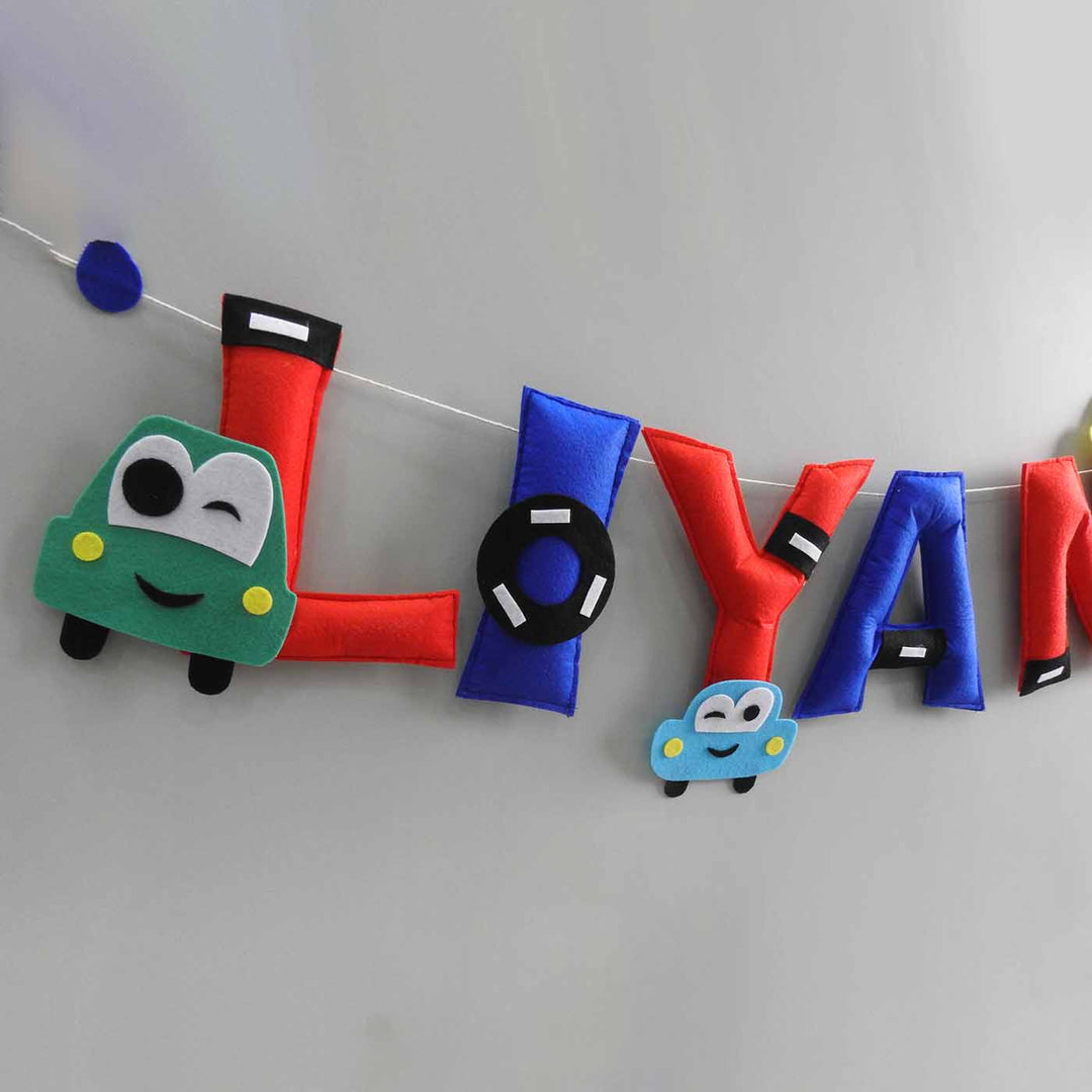 Personalized Handmade Cars Theme Felt Bunting