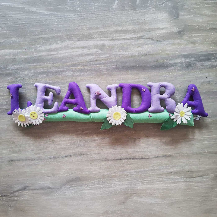 Personalized Daisy Flower Themed Felt Bunting For Kids