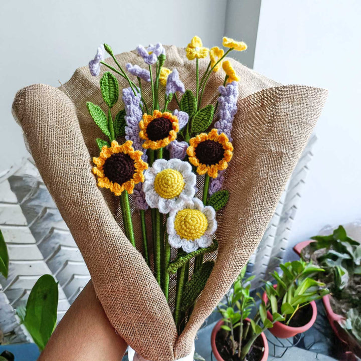 Handmade Crochet Daisy And Friends Flower Bouquet