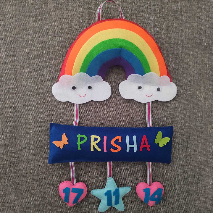 Personalized Handmade Rainbow Felt Name Plate for Siblings