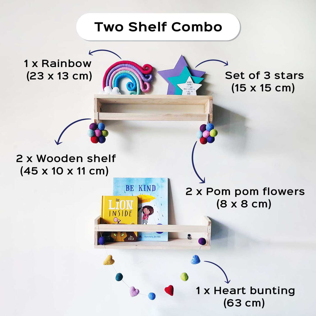 Handcrafted Pinewood & Felt Kids Room Shelf Set-Up