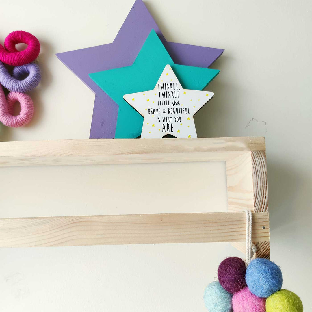 Handcrafted Pinewood & Felt Kids Room Shelf Set-Up