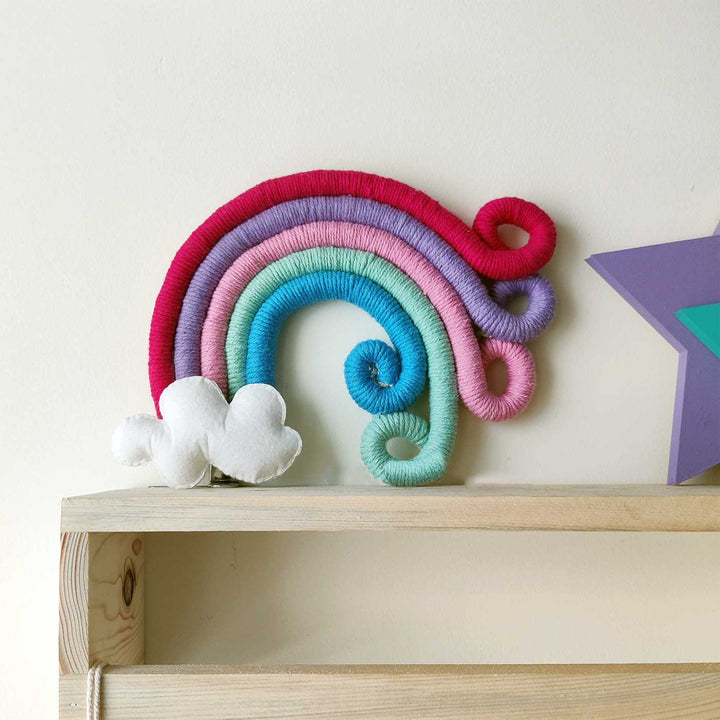 Handcrafted Pinewood & Felt Kids Room Shelf Set-Up