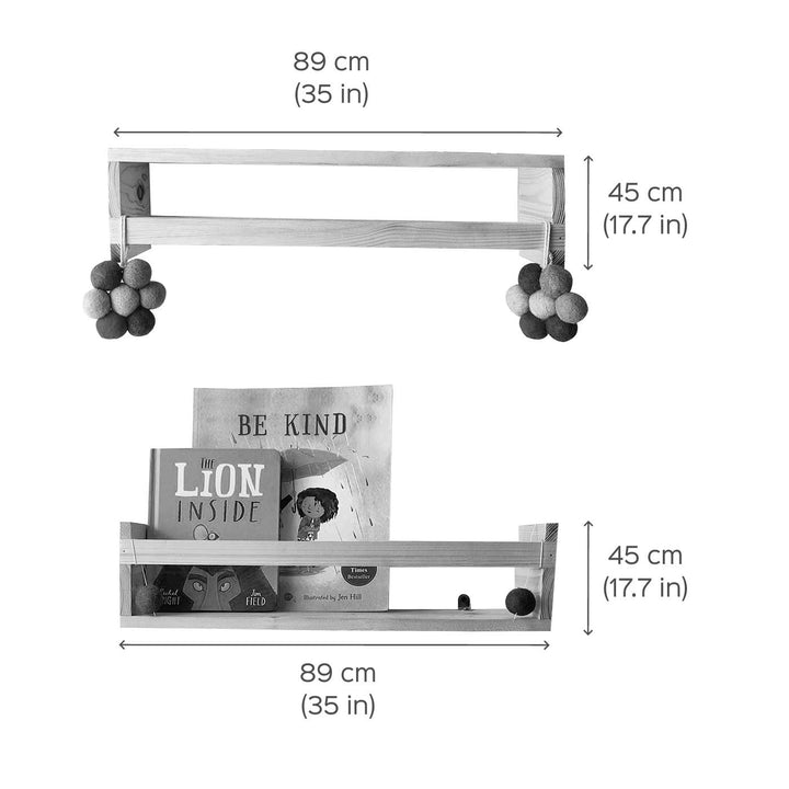 Handcrafted Pinewood & Felt Kids Room Shelf Set-Up
