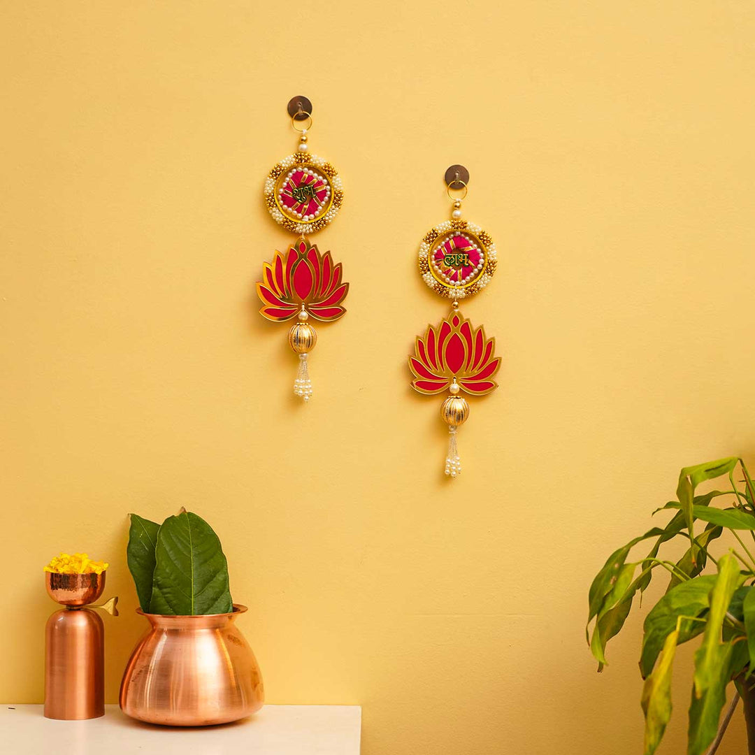 Handmade Decorative Bangles Shubh Labh Hanging With Hanging Lotus