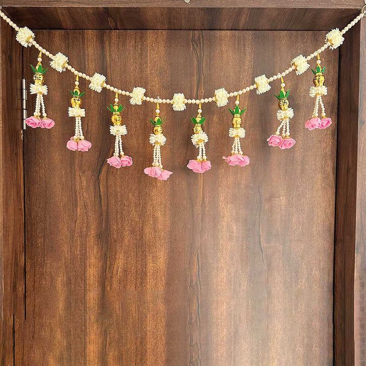 Handmade Decorative Floral Pink & Kalash Toran