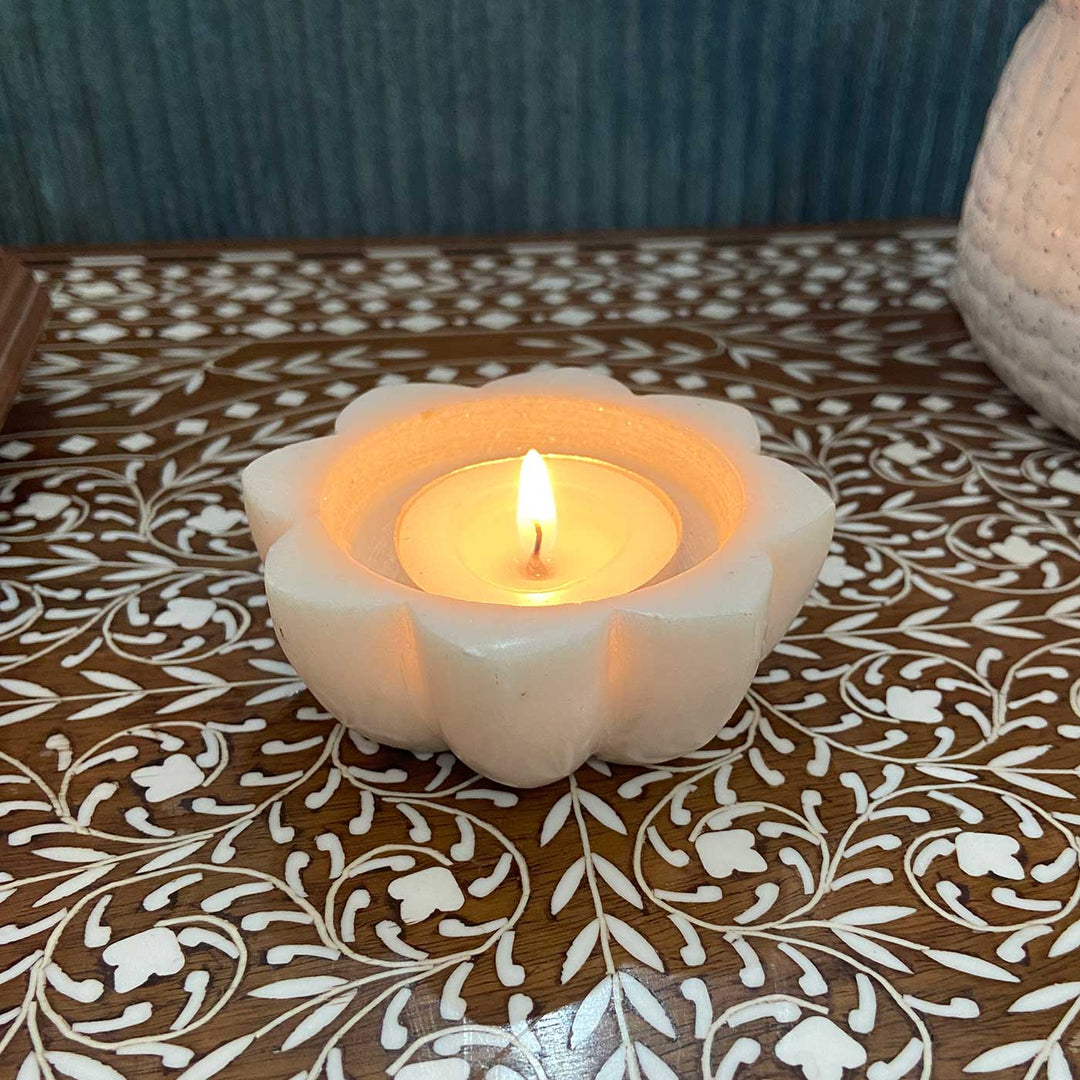 Handmade Deep Flower Marble Tealight Holder