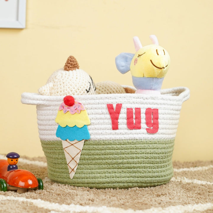 Handmade Personalized Ice Cream Themed Kids Rope Basket