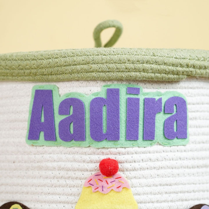 Handmade Personalized Ice Cream Themed Kids Rope Basket