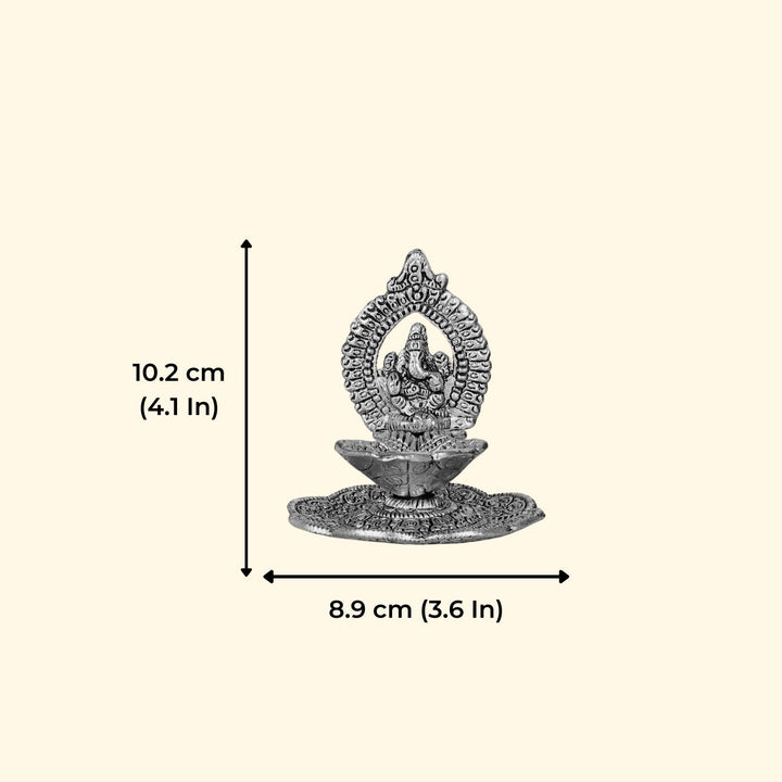 Handmade Virhau Lord Ganpati Metal Oil Lamp / Diya