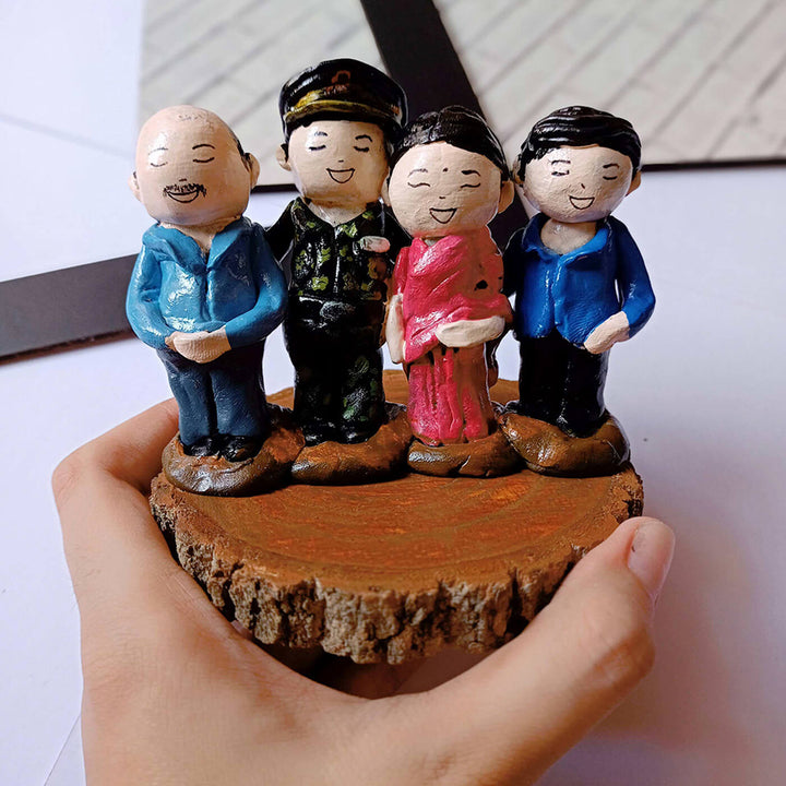 Handcrafted Personalized Clay Caricature Miniature | Family of 4