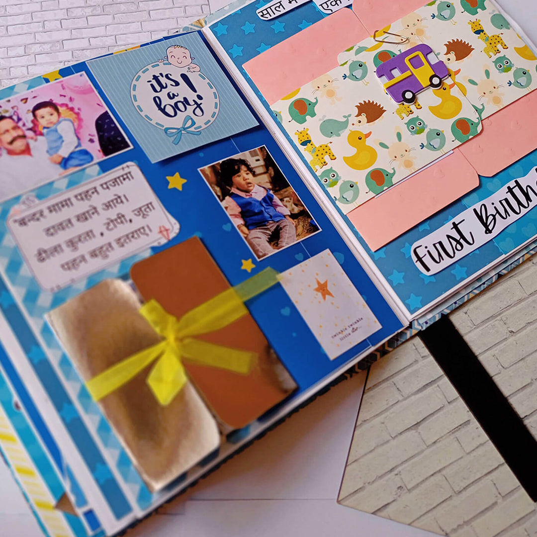 Handcrafted Baby Boy Scrapbook Personalized With Your Photos & Messages