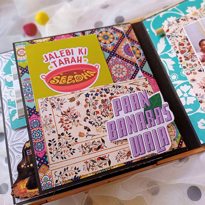 Handcrafted Banaras Themed Scrapbook Personalized With Your Photos & Messages