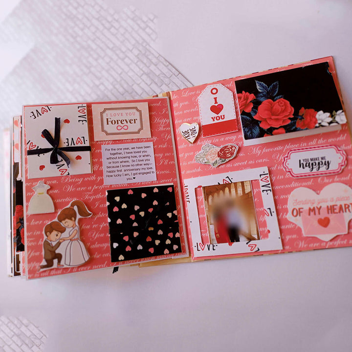 Handcrafted Floral Wedding Anniversary Scrapbook Personalized With Your Photos & Messages