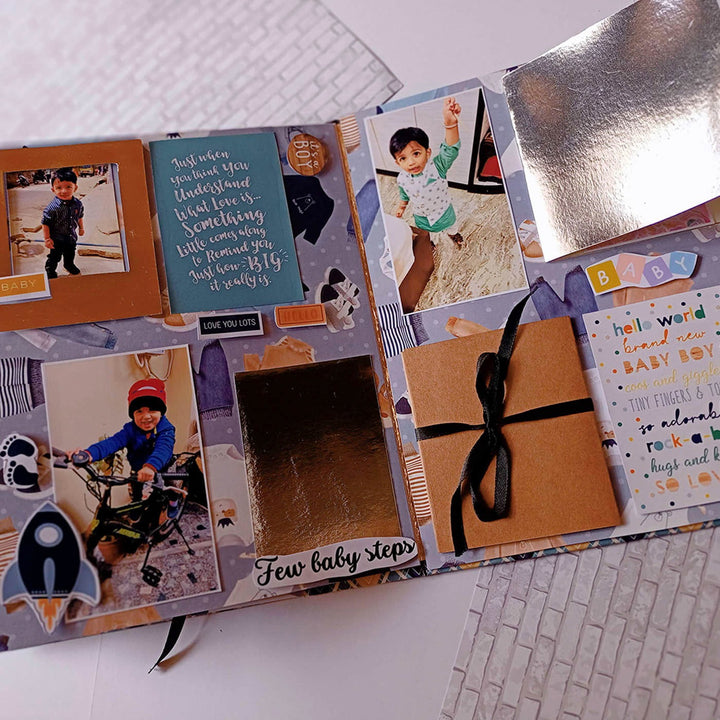 Handcrafted Baby Boy Scrapbook Personalized With Your Photos & Messages