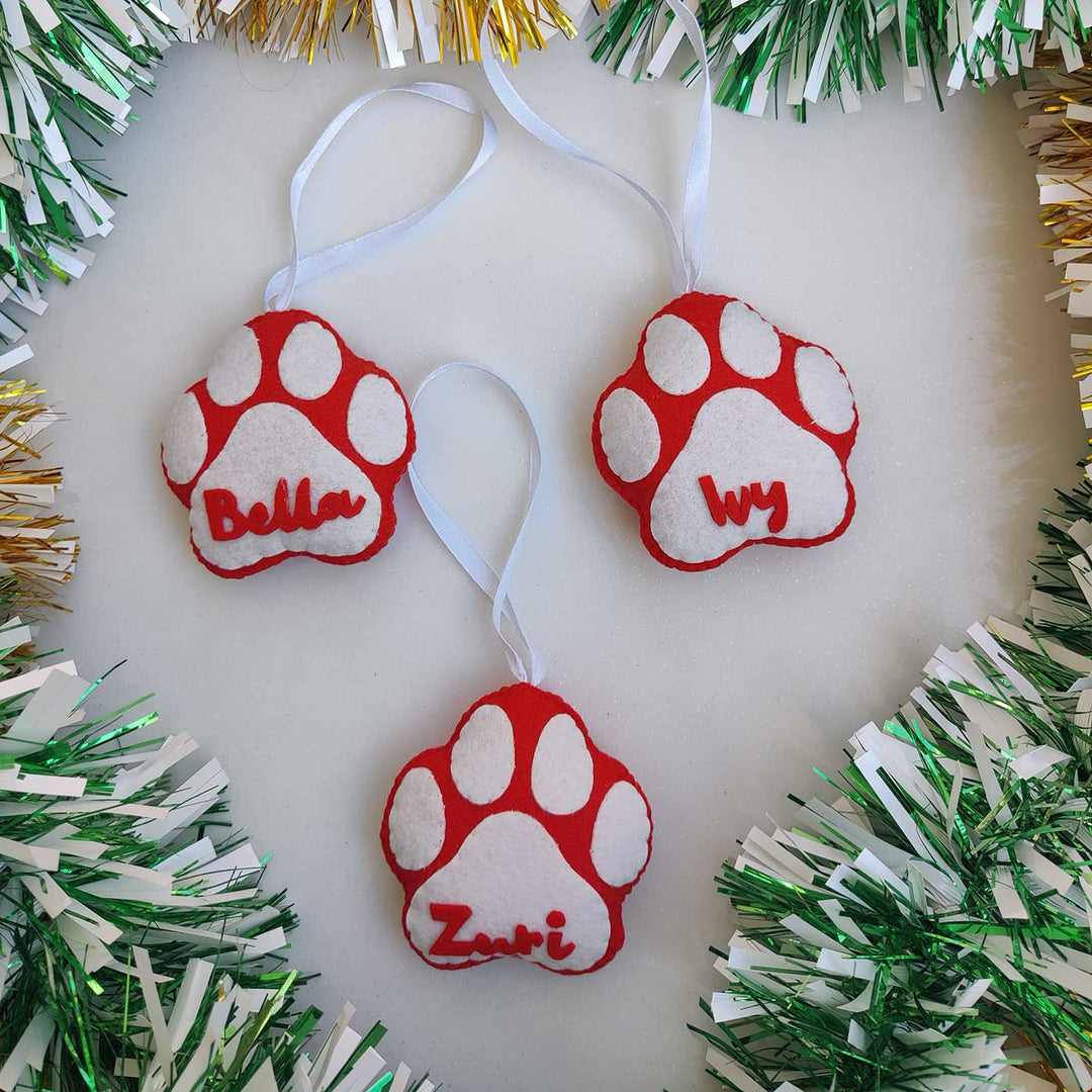 Personalised Dog Paws Christmas Ornament