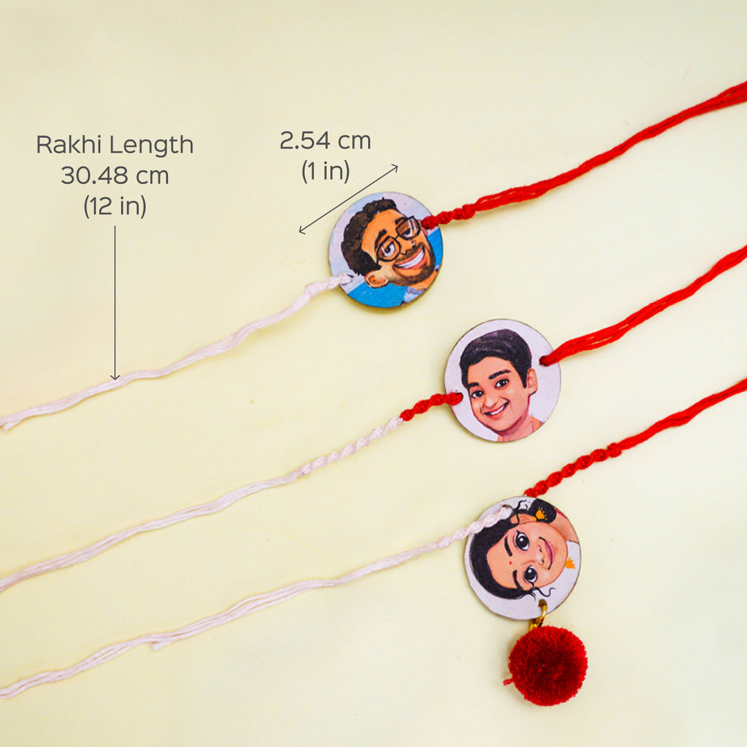 Handpainted Photo Customized Caricature Rakhi With Roli & Chawal