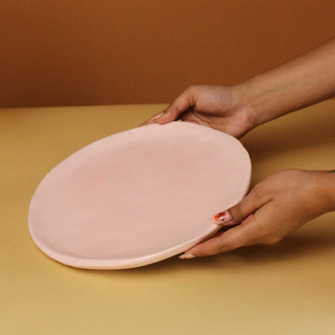 Handmade Light Pink Dreamy Ceramic Dinner Plate