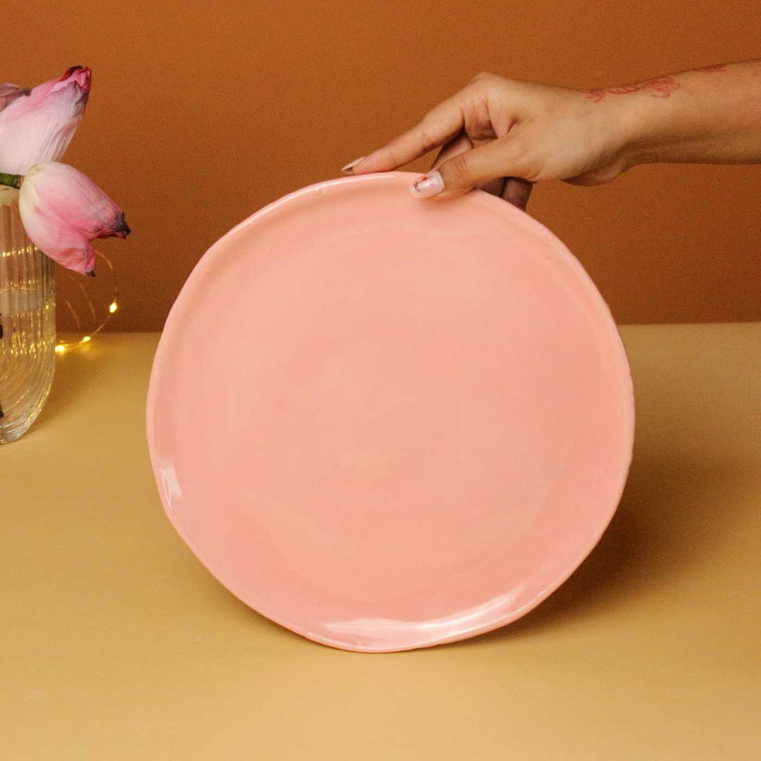 Handmade Light Pink Dreamy Ceramic Dinner Plate