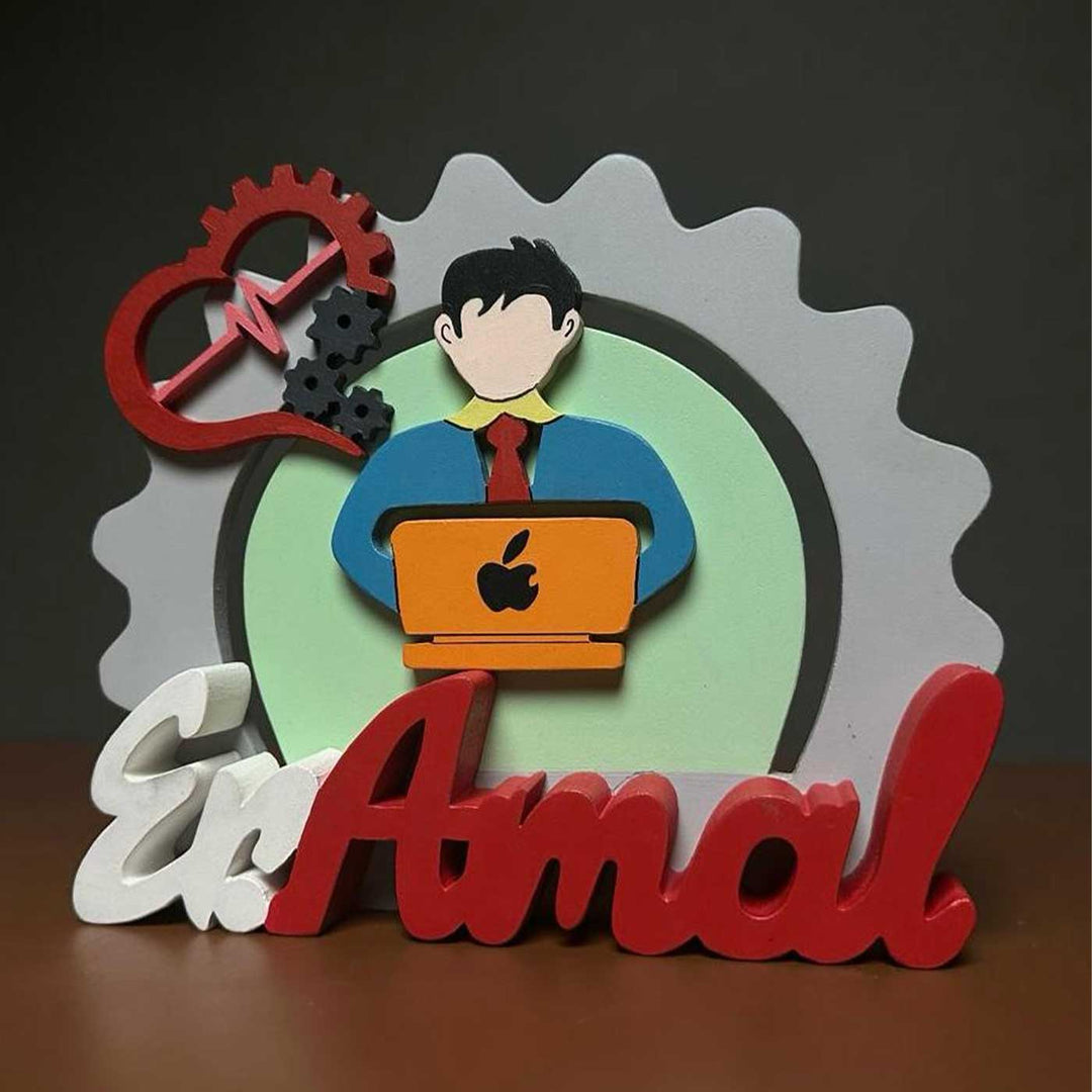 Personalized Mechanical Engineer MDF Wood Desk Name Plate