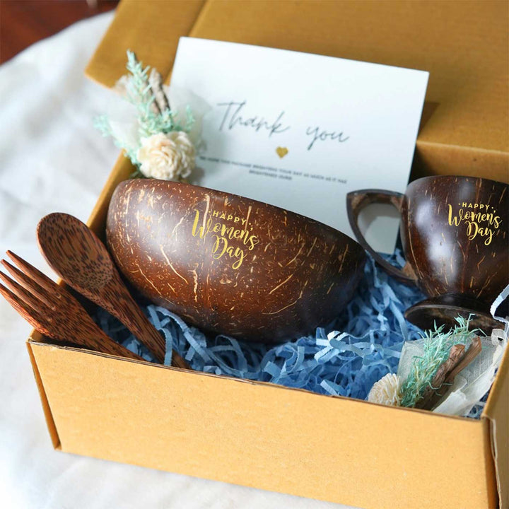 Personalised Handmade Women's Day Coconut Shell Gift Hamper | Set Of 6