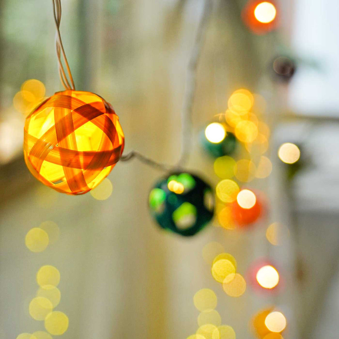 Eco-Friendly Handmade Decorative Multicolour Ball Bamboo Fairy Light