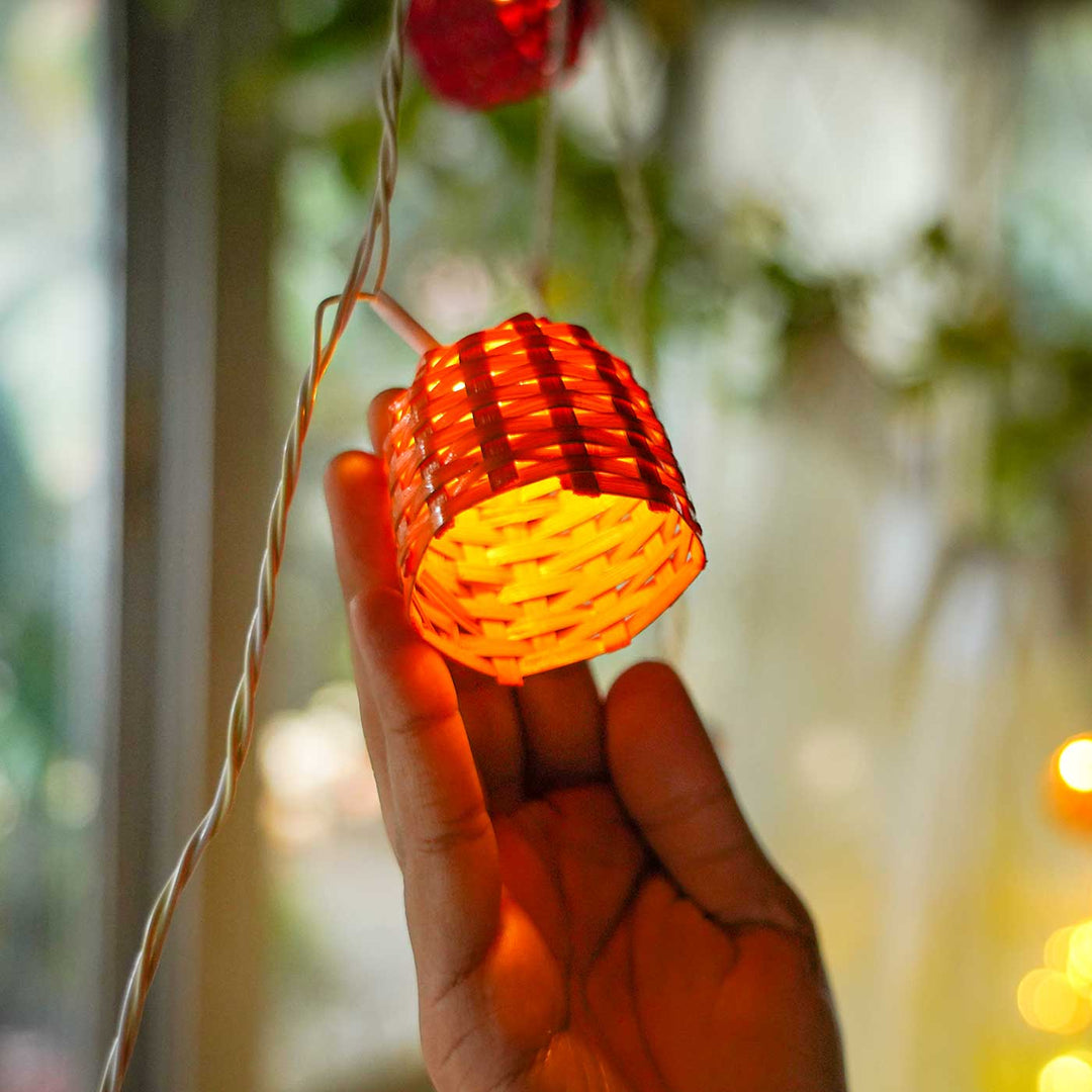 Eco-Friendly Handmade Decorative Multicolour Basket Bamboo Fairy Light