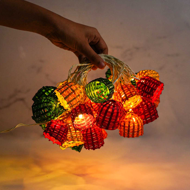 Eco-Friendly Handmade Decorative Multicolour Basket Bamboo Fairy Light