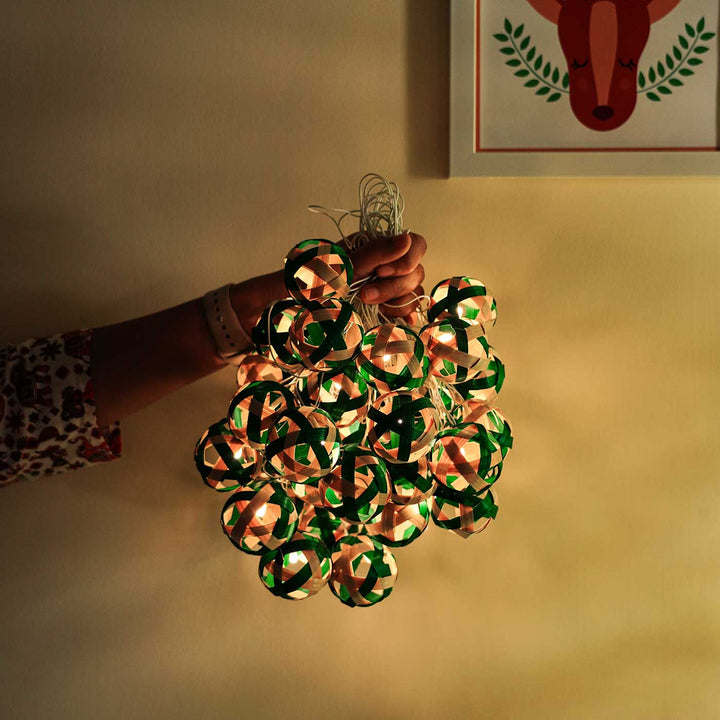 Eco-Friendly Handmade Green & Natural Bamboo Ball Fairy Light