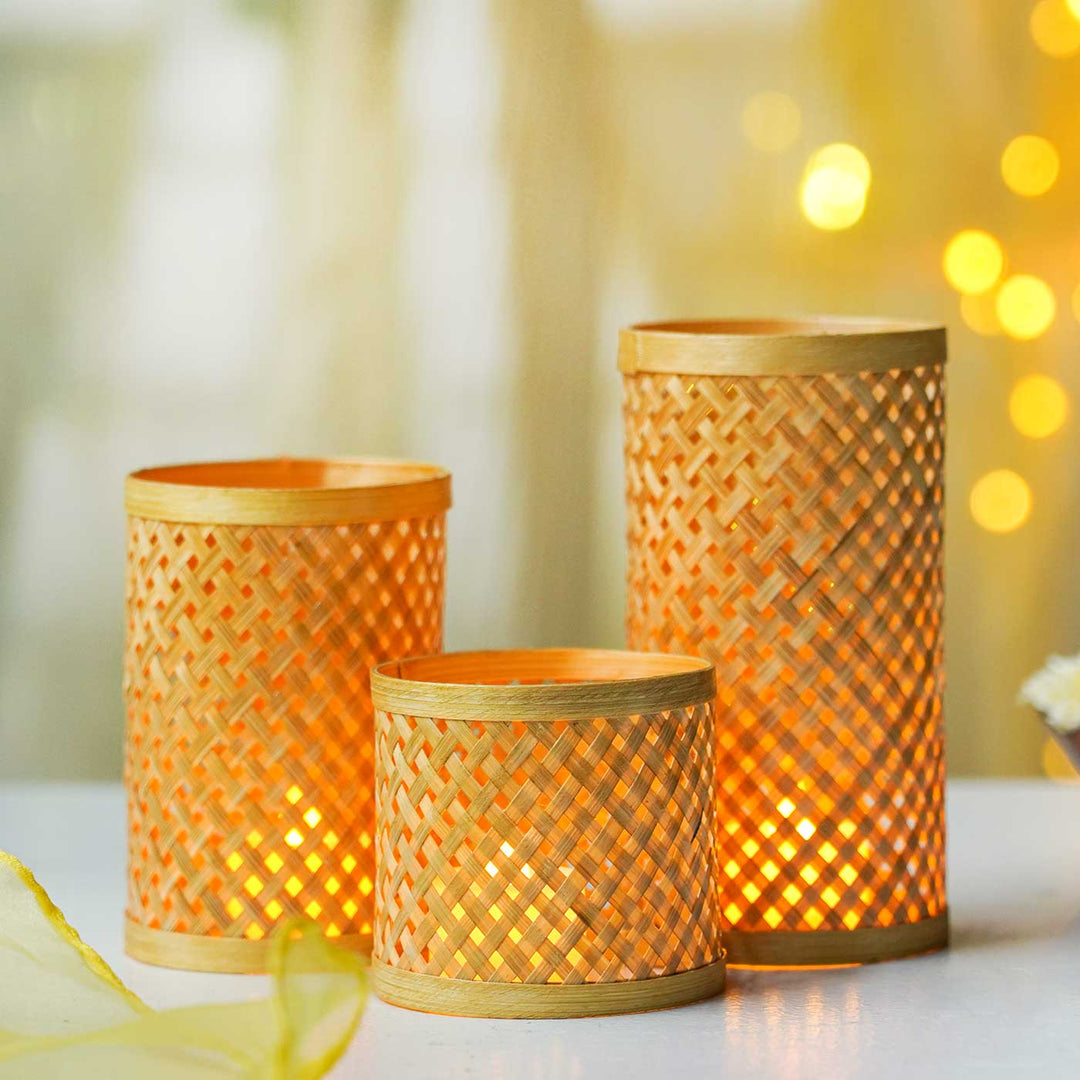 Eco-Friendly Handmade Tealight Shade Bamboo | Set Of 3