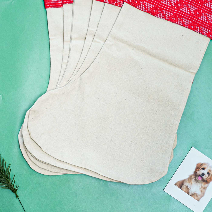 Eco-Friendly Plain Canvas Stockings For Christmas Decoration | Set Of 6