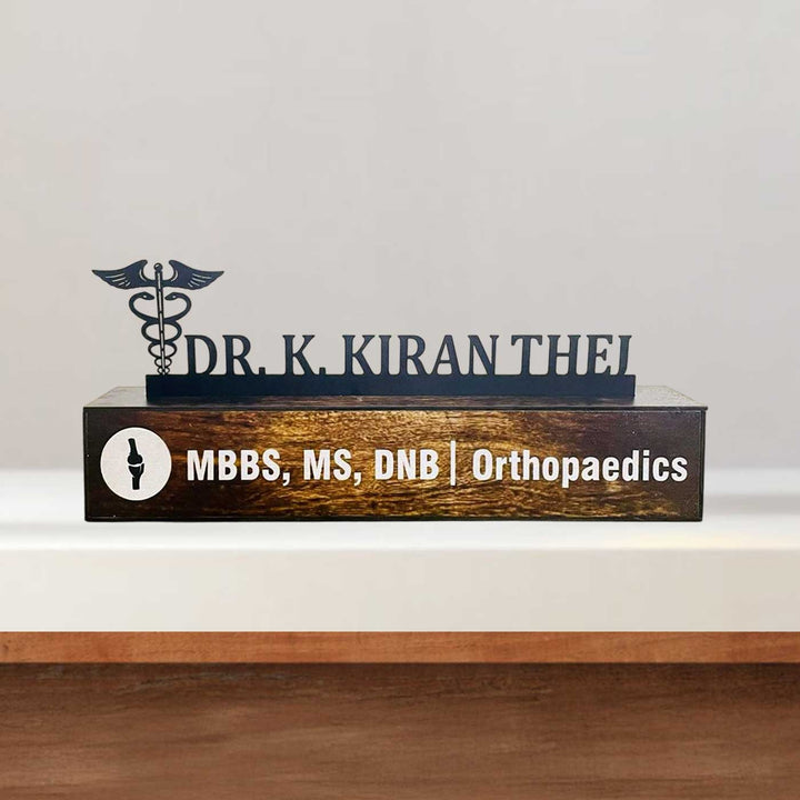 Personalized Waterproof Black Elegant Doctor Metal Name Plate