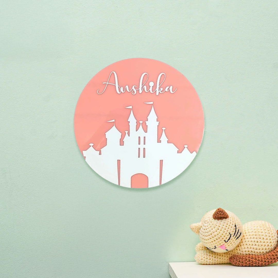 Personalized Enchanted Castle Theme Acrylic Kids Name Plate