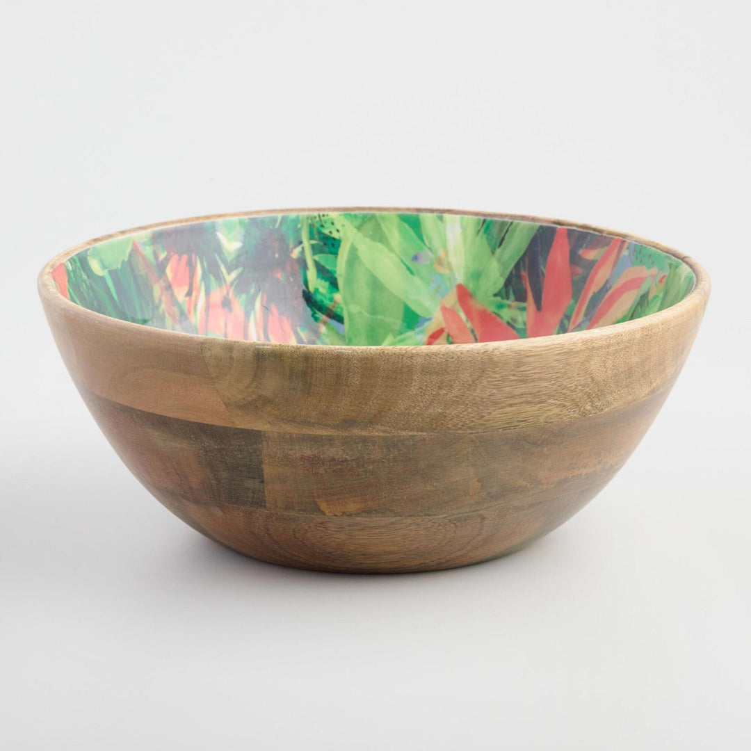 Mango Wood Floral Enamel Salad & Snack Bowl