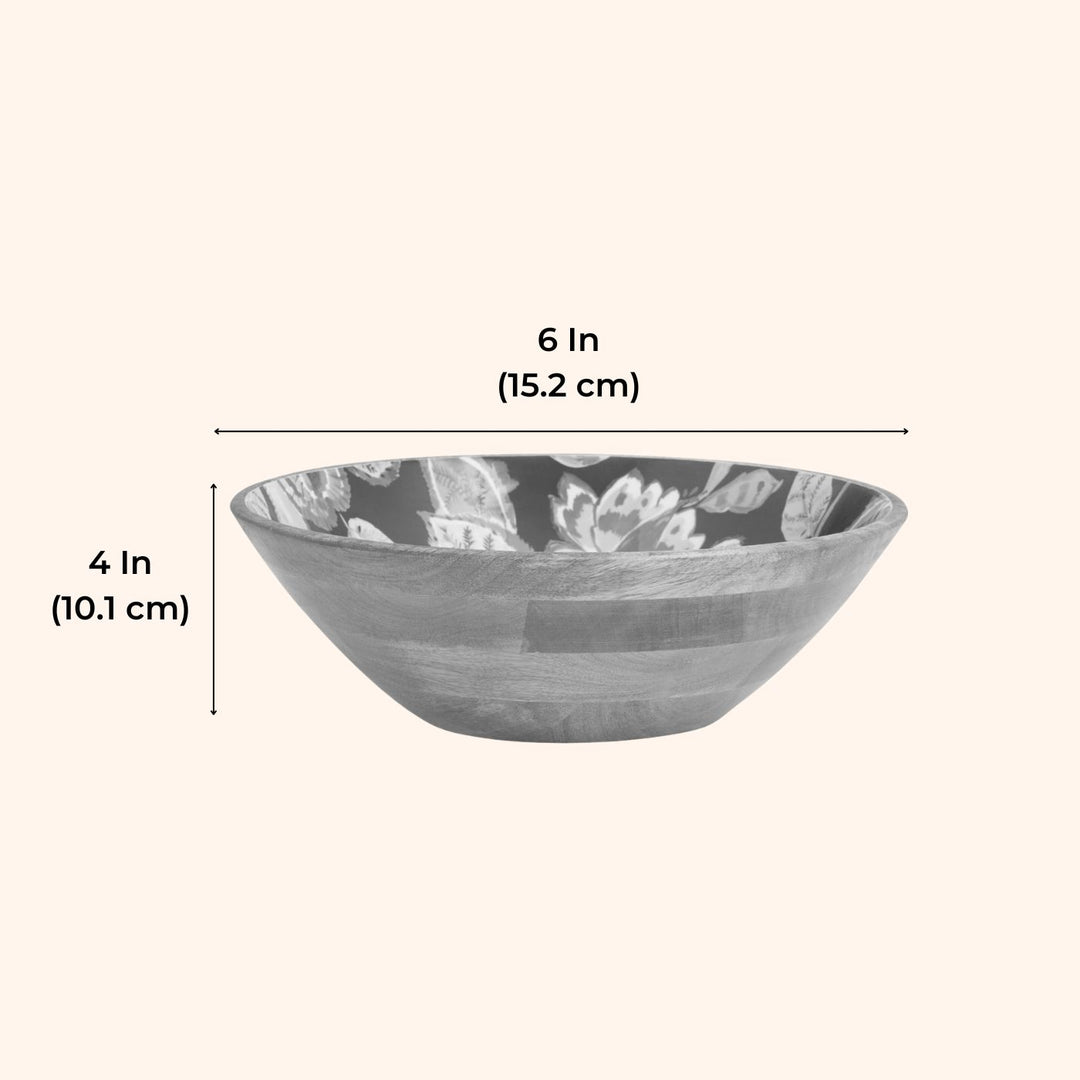 Mango Wood Floral Enamel Salad & Snack Bowl