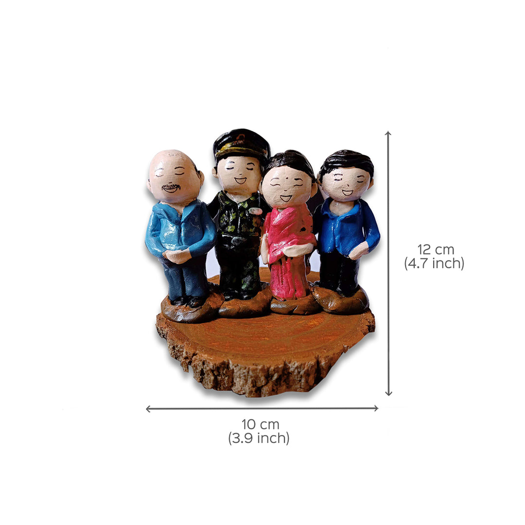 Handcrafted Personalized Clay Caricature Miniature | Family of 4