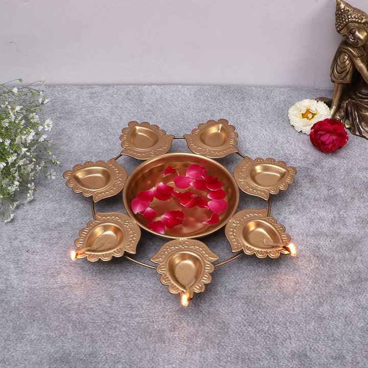 Handmade Flower Shaped Urli & Tealight Holder