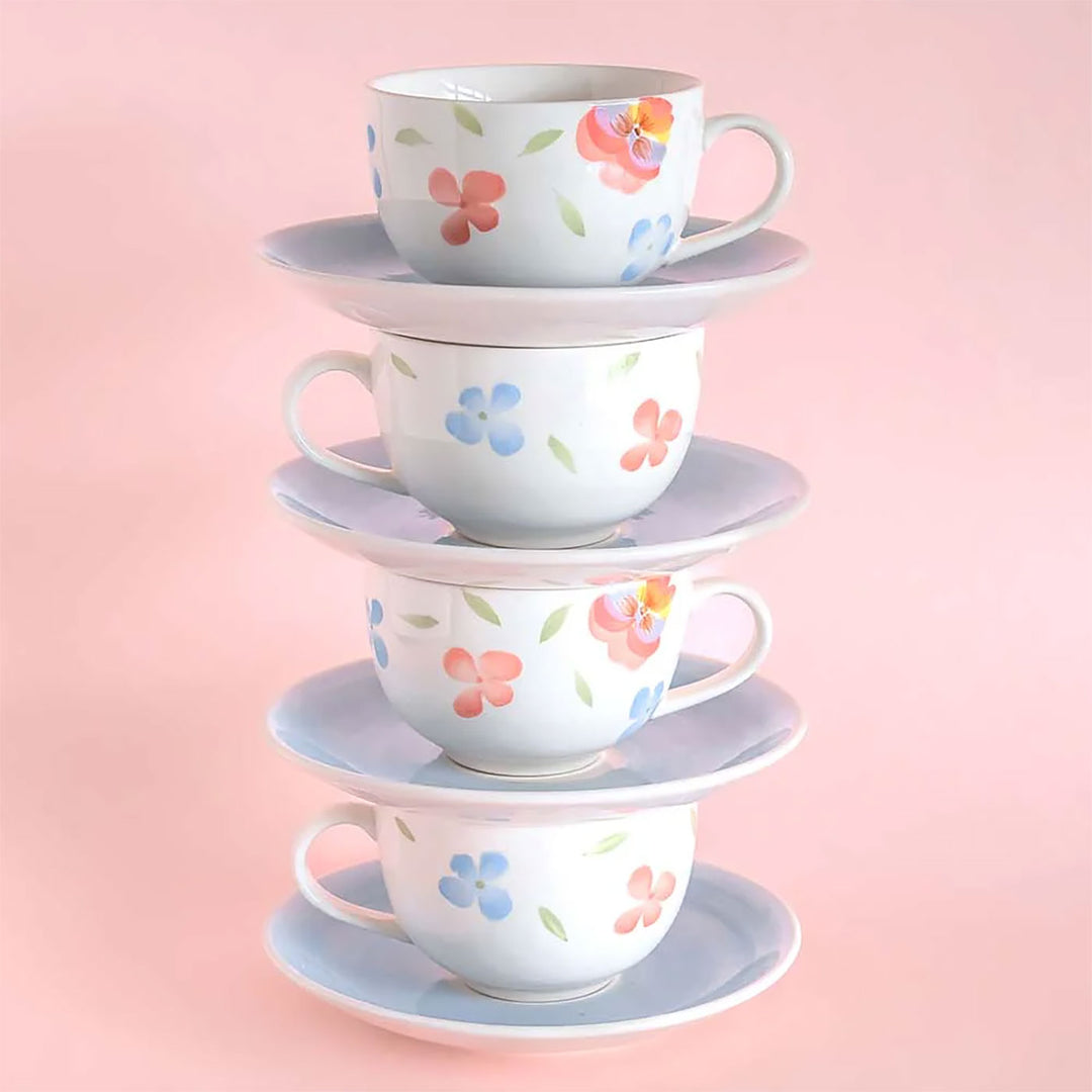 Forest Dreamscape Ceramic Cup & Saucer | Set Of 8