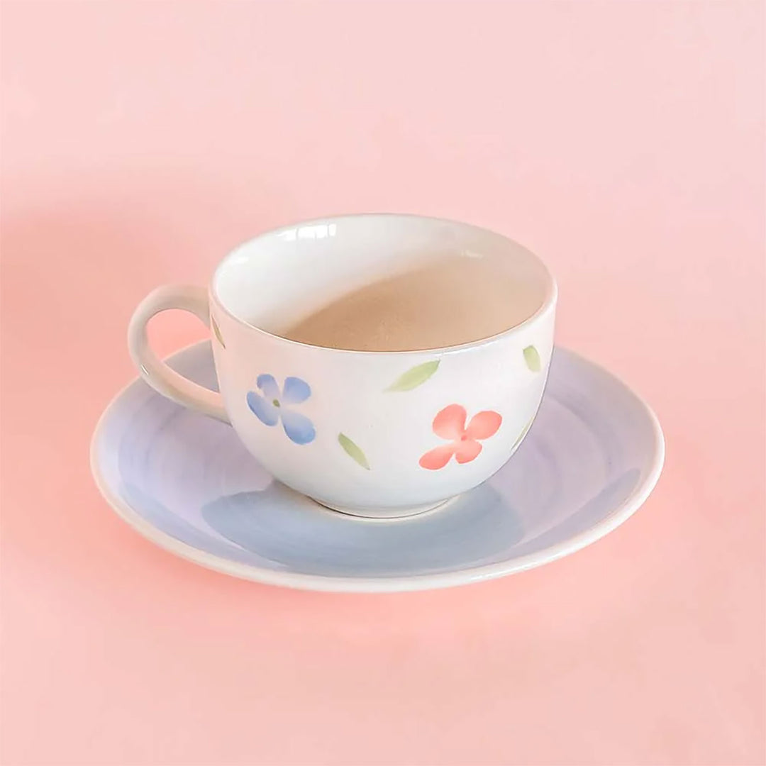 Forest Dreamscape Ceramic Cup & Saucer | Set Of 4, 8 Pcs