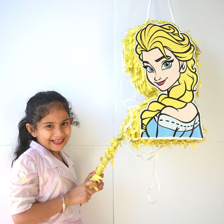 Handmade Frozen Theme Pull String Pinata With Stick For Birthday Party Decoration