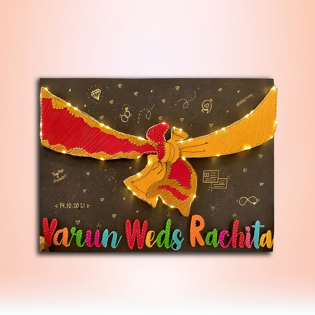 Personalized String Art Gathbandhan Mdf Wood Name Plate For Couples