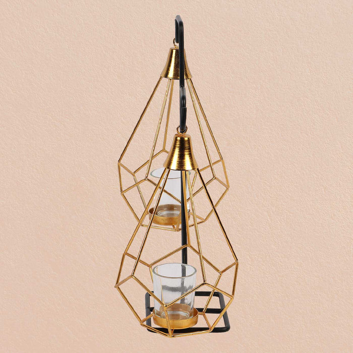 Handmade Gold Double Diamond Pendulum Tealight Holder