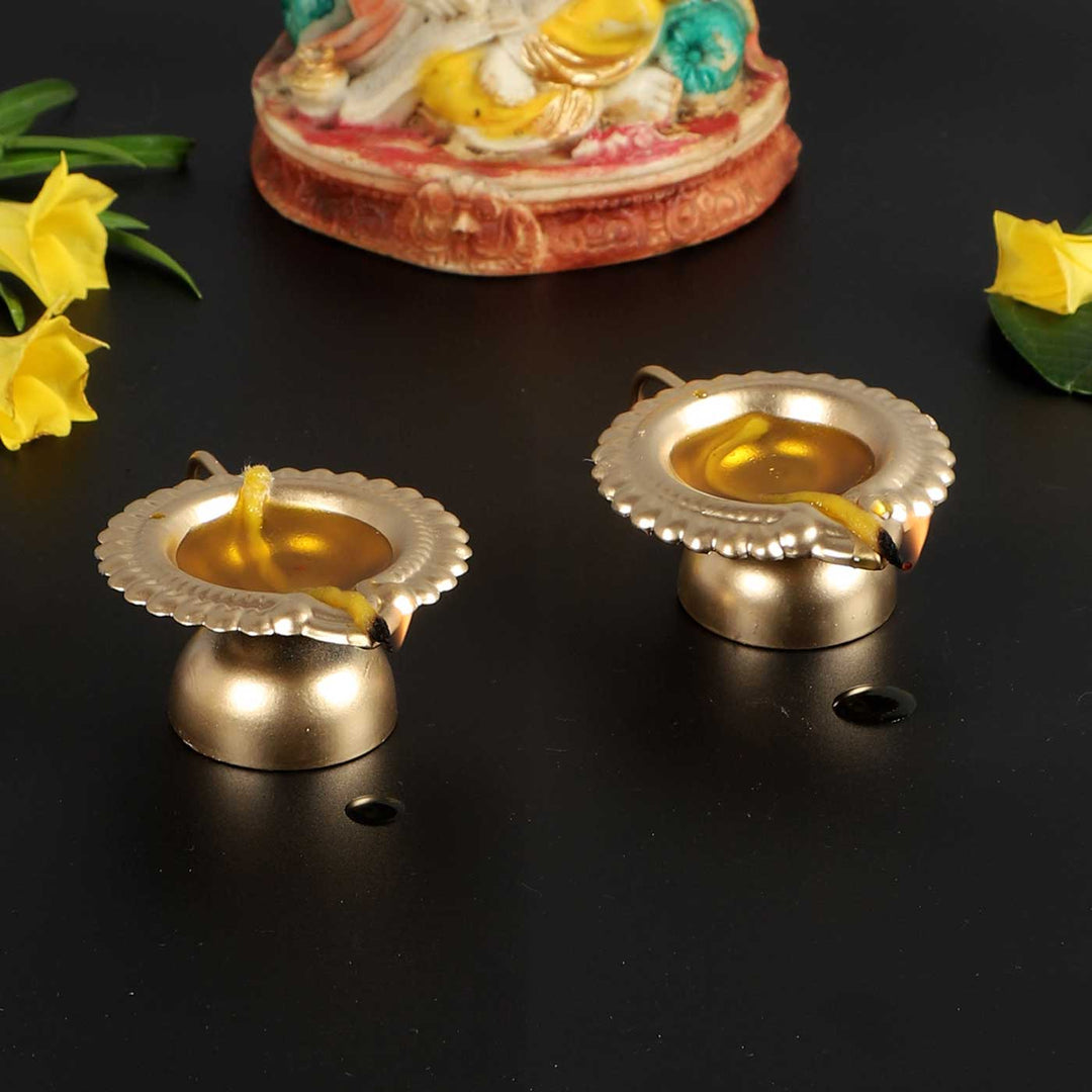 Handmade Gold Hath Oil Lamp / Diya | Set of 2