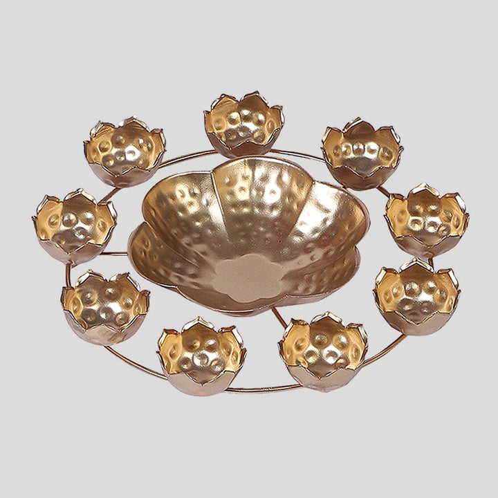 Handmade Gold Metal Taj Urli | Set of 7