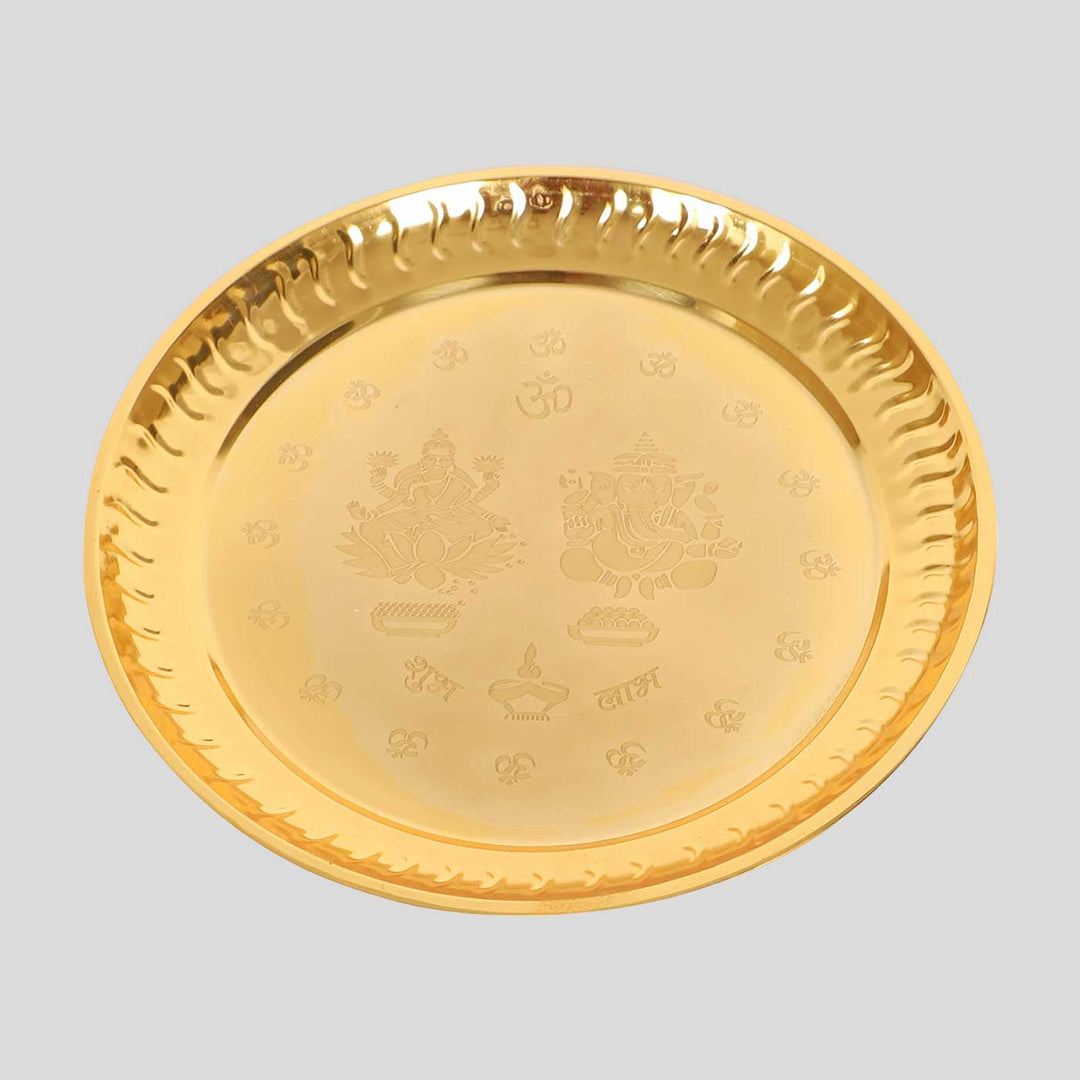 Handmade Gold Puja Thali | Set of 8