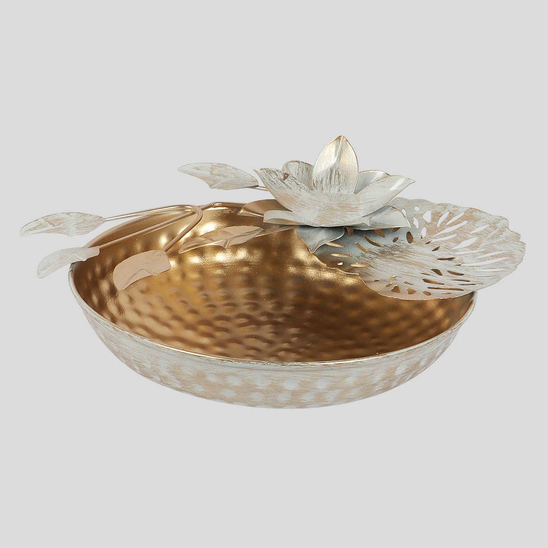 Handmade Gold & White Bowl Urli