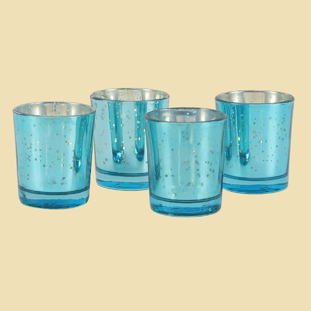 Handmade Green Votive Glass Tealight Holder | Set of 4