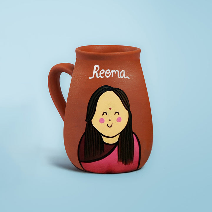 Handpainted Terracotta Caricature Mug Diwali Hamper