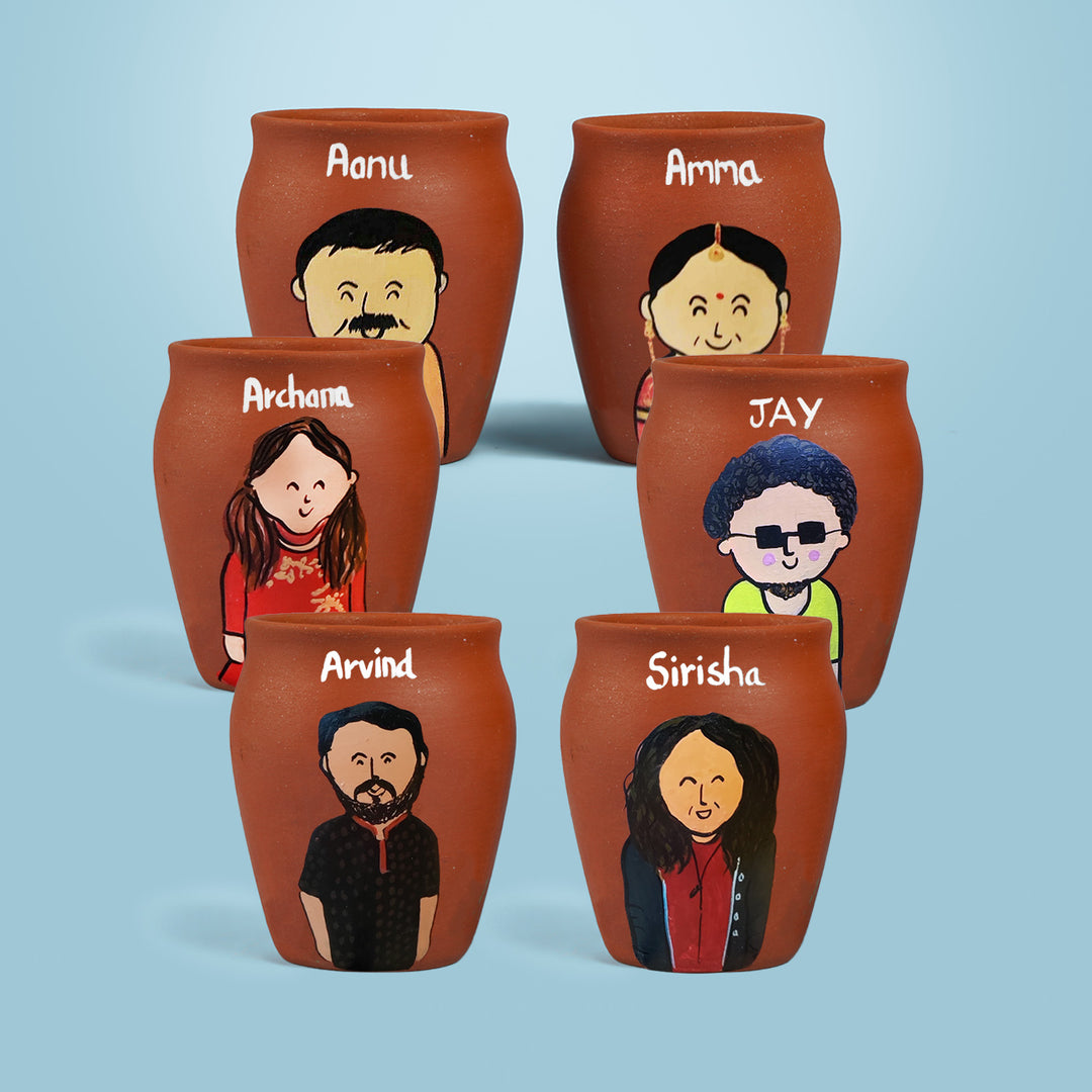 Personalised Terracotta Kulhads with Photo Based Caricatures